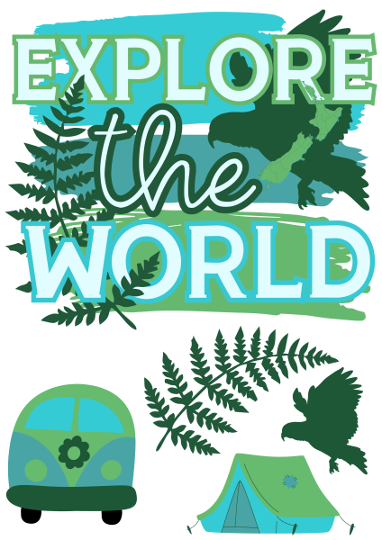 Bügelbild Exlore the world